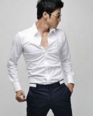 Camisa Manga Longa Slim Fit Elegante - Branco