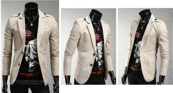 Blazer Masculino Casual Slim - Bege