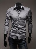 Camisa Slim Fit Luxo - Cinza